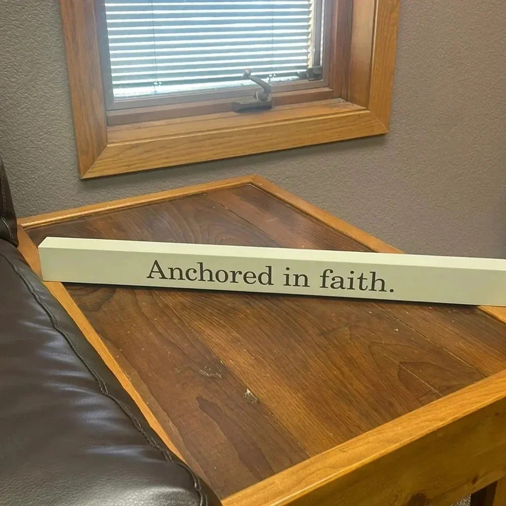 Hallmark Anchored‎ in Faith Wood Block Sign Sage Green Religious Home Decor